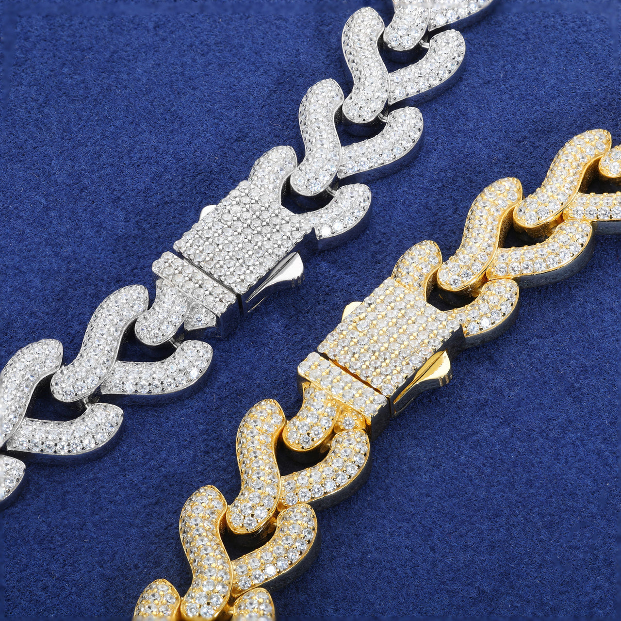 Armband mit kubanischer Gliederkette und Diamantschliff aus Sterlingsilber