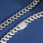 15MM MOISSANITE CUBAN LINK CHAIN NECKLACE/BRACELET IN STERLING SILVER