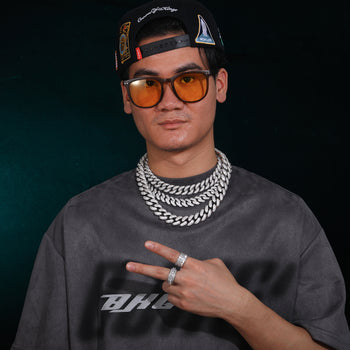 Collier/bracelet en argent sterling avec chaîne cubaine et moissanite de 15 mm