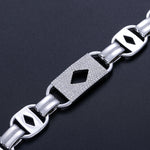 15MM MOISSANITE DIAMOND ACE LINK CHAIN BRACELET IN STERLING SILVER