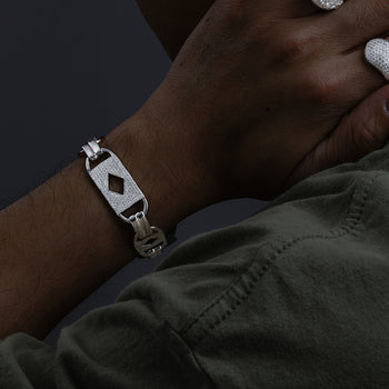 Bracelet chaîne à maillons en argent sterling serti de diamants moissanite de 15 mm