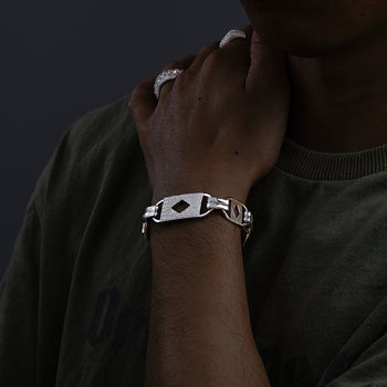 Bracelet chaîne à maillons en argent sterling serti de diamants moissanite de 15 mm