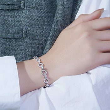 18K GOLD PLATED ETERNAL HALO MOISSANITE BRACELET IN STERLING SILVER