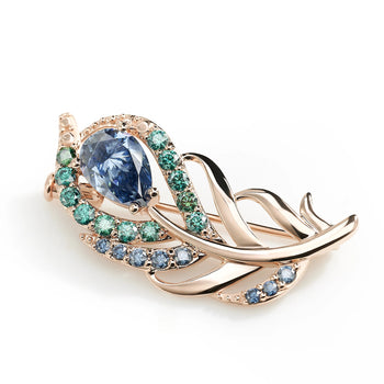 MOISSANITE CELESTIAL FEATHER BROOCH IN SOLID GOLD