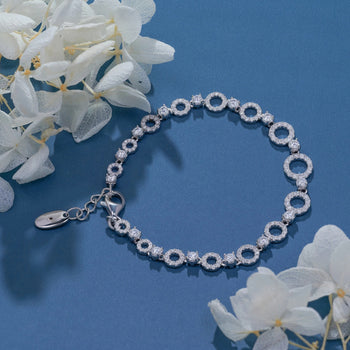 18K GOLD PLATED ETERNAL HALO MOISSANITE BRACELET IN STERLING SILVER