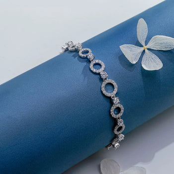 18K GOLD PLATED ETERNAL HALO MOISSANITE BRACELET IN STERLING SILVER