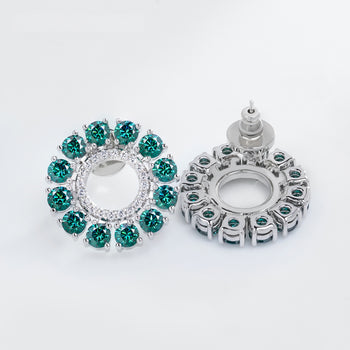 Boucles d'oreilles en moissanite verte plaquées or blanc 18 carats et argent sterling
