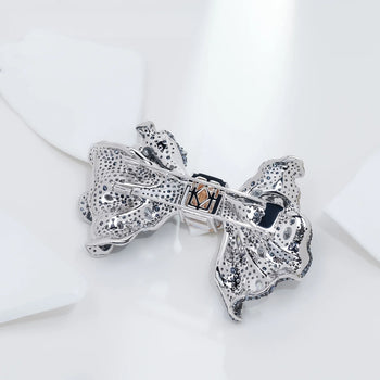 18K WHITE GOLD PLATED MOISSANITE BOW TIE BROOCH IN STERLING SILVER