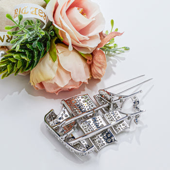 18K WHITE GOLD PLATED SAILING SERENITY BROOCH IN STERLING SILVER