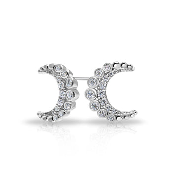 Boucles d'oreilles en forme de croissant étoilé plaquées or blanc 18 carats et argent sterling 