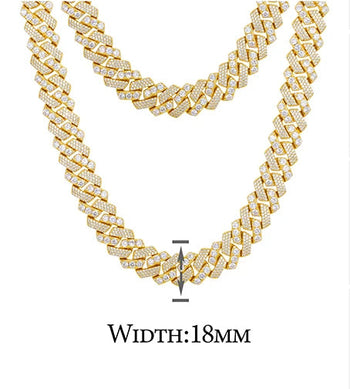 18MM MOISSANITE DUAL-SET CUBAN LINK BRACELET/NECKLACE IN STERLING SILVER