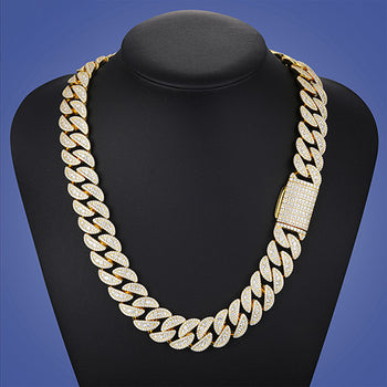 Collier/bracelet en argent sterling avec maillons cubains et moissanite en forme de feuille de 18 mm