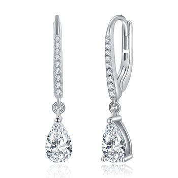 1CT WATER DROP MOISSANITE DIAMOND DANGLE DROP EARRINGS IN STERLING SILVER