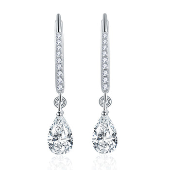 1CT WATER DROP MOISSANITE DIAMOND DANGLE DROP EARRINGS IN STERLING SILVER