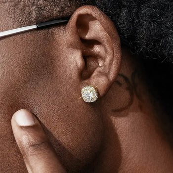 1CT COLORFUL MOISSANITE HALO EAR STUD EARRINGS IN STERLING SILVER - IVORY & EBONY