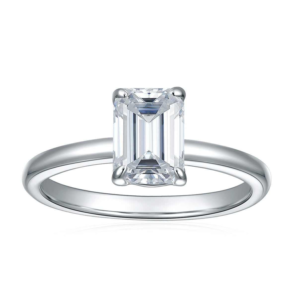 1CT EMERALD CUT MOISSANITE RING IN STERLING SILVER