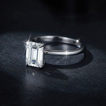 1CT EMERALD CUT MOISSANITE RING IN STERLING SILVER