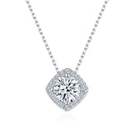 1CT ENCASED ROUND CUT MOISSANITE PENDANT NECKLACE IN STERLING SILVER