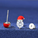 1CT MOISSANITE CHRISTMAS SANTA HAT STUD EARRING IN STERLING SILVER