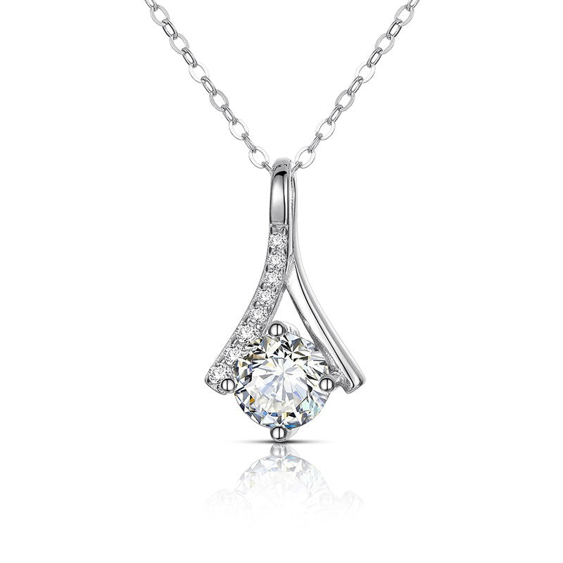 1CT MOISSANITE DIAMOND SOLITAIRE PENDANT NECKLACE IN STERLING SILVER