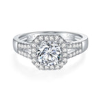 1CT MOISSANITE DIAMOND HALO OCTAGON RING IN STERLING SILVER