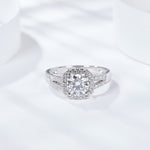 1CT MOISSANITE DIAMOND HALO OCTAGON RING IN STERLING SILVER