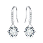 1CT ROUND CUT MOISSANITE DROP EARRINGS IN STERLING SILVER