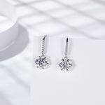 1CT ROUND CUT MOISSANITE DROP EARRINGS IN STERLING SILVER