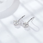 1CT ROUND CUT MOISSANITE DROP EARRINGS IN STERLING SILVER