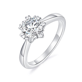 1CT ROUND CUT MOISSANITE RING IN STERLING SILVER {STYLE 2}