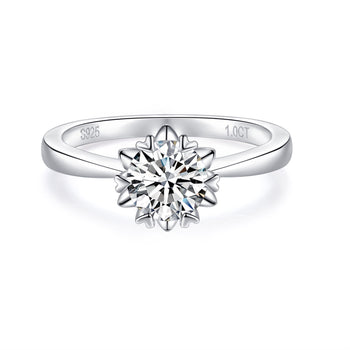 1CT ROUND CUT MOISSANITE RING IN STERLING SILVER {STYLE 2}