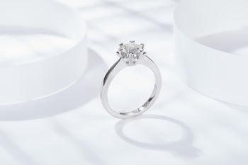 1CT ROUND CUT MOISSANITE RING IN STERLING SILVER {STYLE 2}