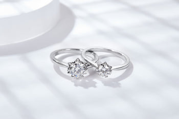 1CT ROUND CUT MOISSANITE RING IN STERLING SILVER {STYLE 2}