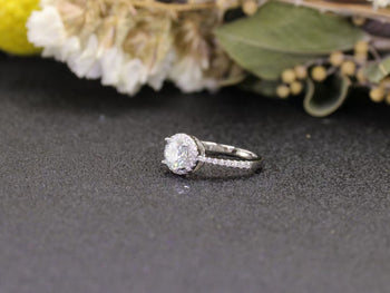 1CT ROUND DIAMOND CUT MOISSANITE ENGAGEMENT RING IN STERLING SILVER