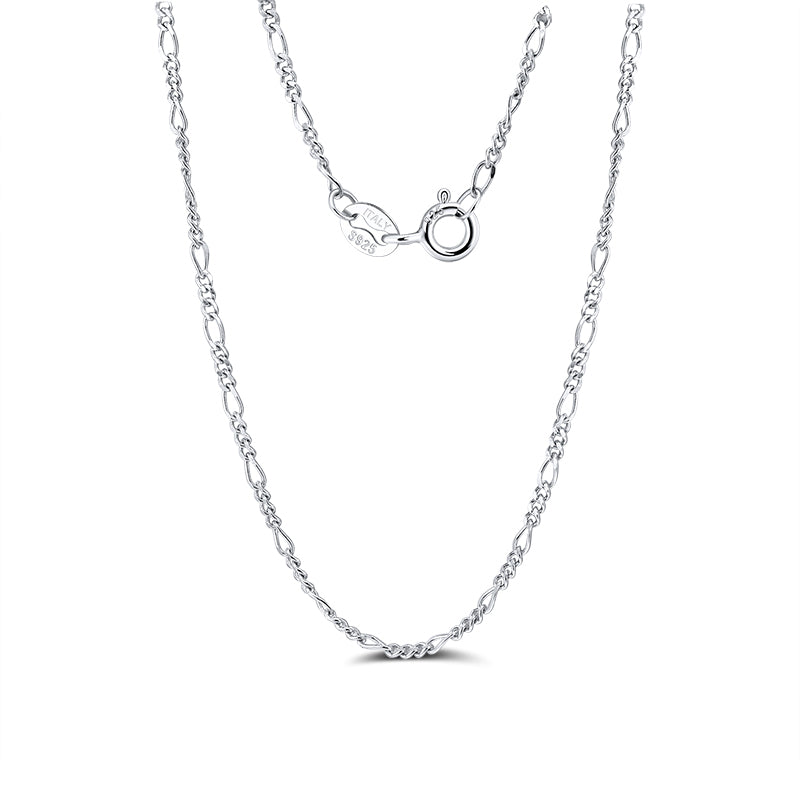 DIAMOND CUT FIGARO LINK CHAIN IN STERLING SILVER