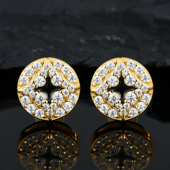 MOISSANITE DIAMOND CELESTIAL STAR STUD EARRING IN STERLING SILVER