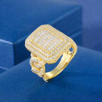 Bague cubaine latérale en moissanite et argent sterling 