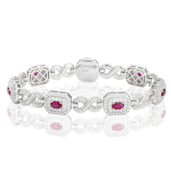 MOISSANITE DIAMOND ROYAL HALO BRACELET IN STERLING SILVER