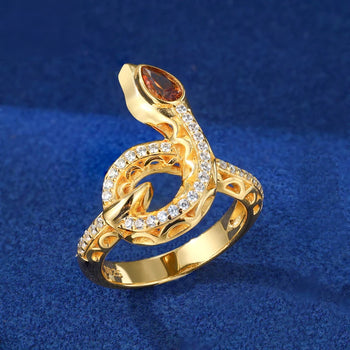 MOISSANITE DIAMOND SNAKE RING IN STERLING SILVER