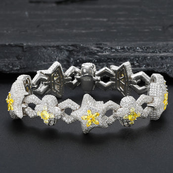 CELESTIAL BLOOM MOISSANITE STATEMENT BRACELET IN STERLING SILVER