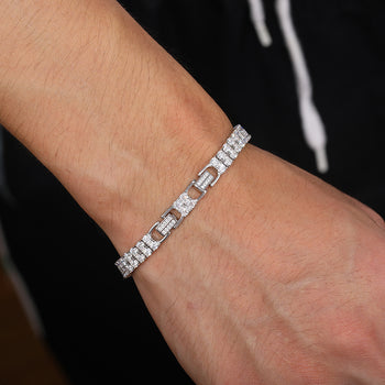 Bracelet de tennis à deux rangs en moissanite et argent sterling