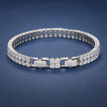 2 ROW MOISSANITE TENNIS CHAIN BRACELET IN STERLING SILVER