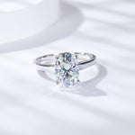 2.5CT OVAL CUT MOISSANITE RING IN STERLING SILVER