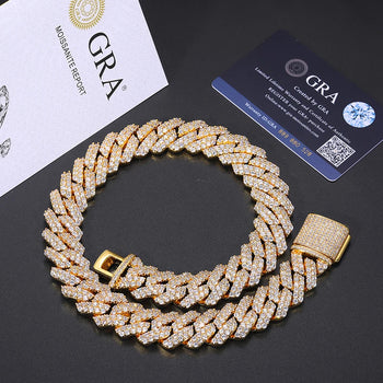 20MM DOUBLE ROW MOISSANITE CUBAN LINK NECKLACE/BRACELET IN STERLING SILVER