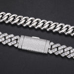20MM MOISSANITE MIAMI CUBAN LINK CHAIN NECKLACE/BRACELET IN STERLING SILVER {STYLE 2}