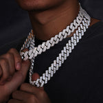 20MM MOISSANITE MIAMI CUBAN LINK CHAIN NECKLACE/BRACELET IN STERLING SILVER {STYLE 2}