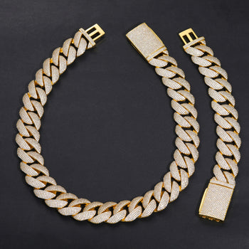 23MM MOISSANITE CUBAN LINK CHAIN NECKLACE/BRACELET IN STERLING SILVER