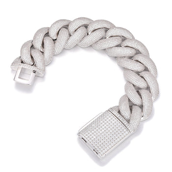 25mm MOISSANITE DIAMOND CUBAN LINK BRACELET IN STERLING SILVER