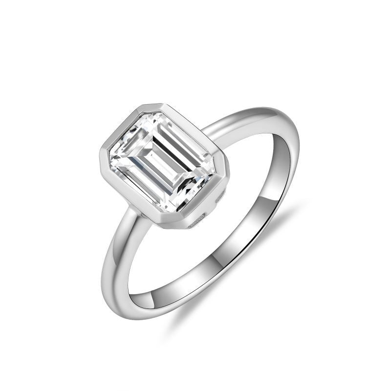2CT ASSCHER CUT MOISSANITE RING IN STERLING SILVER