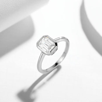 2CT ASSCHER CUT MOISSANITE RING IN STERLING SILVER